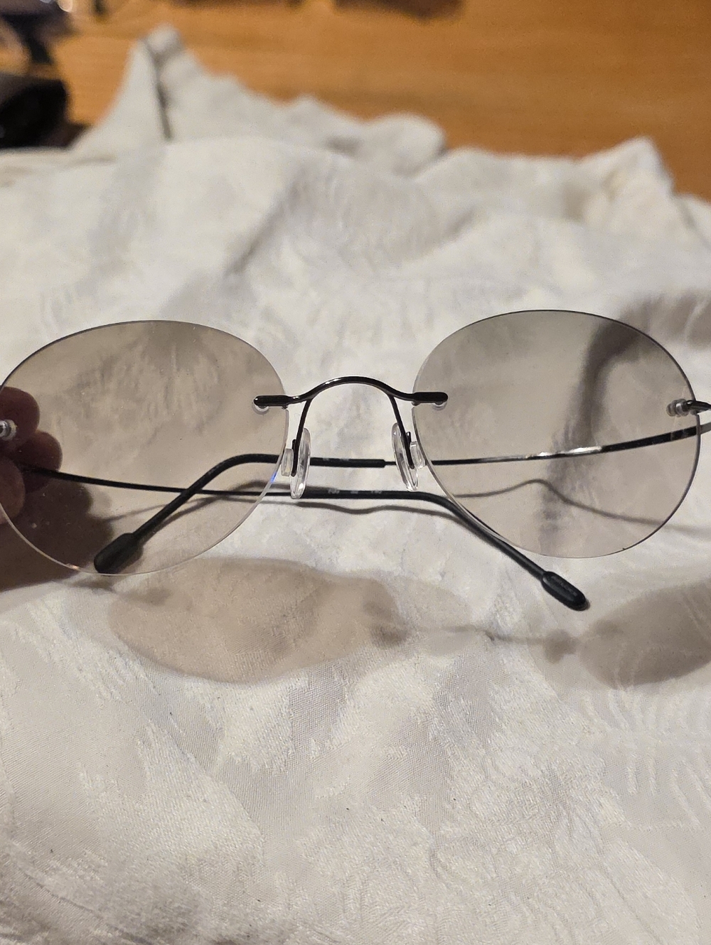 Men's Rimless Sunglasses in Gray - Minimal Metal Frame